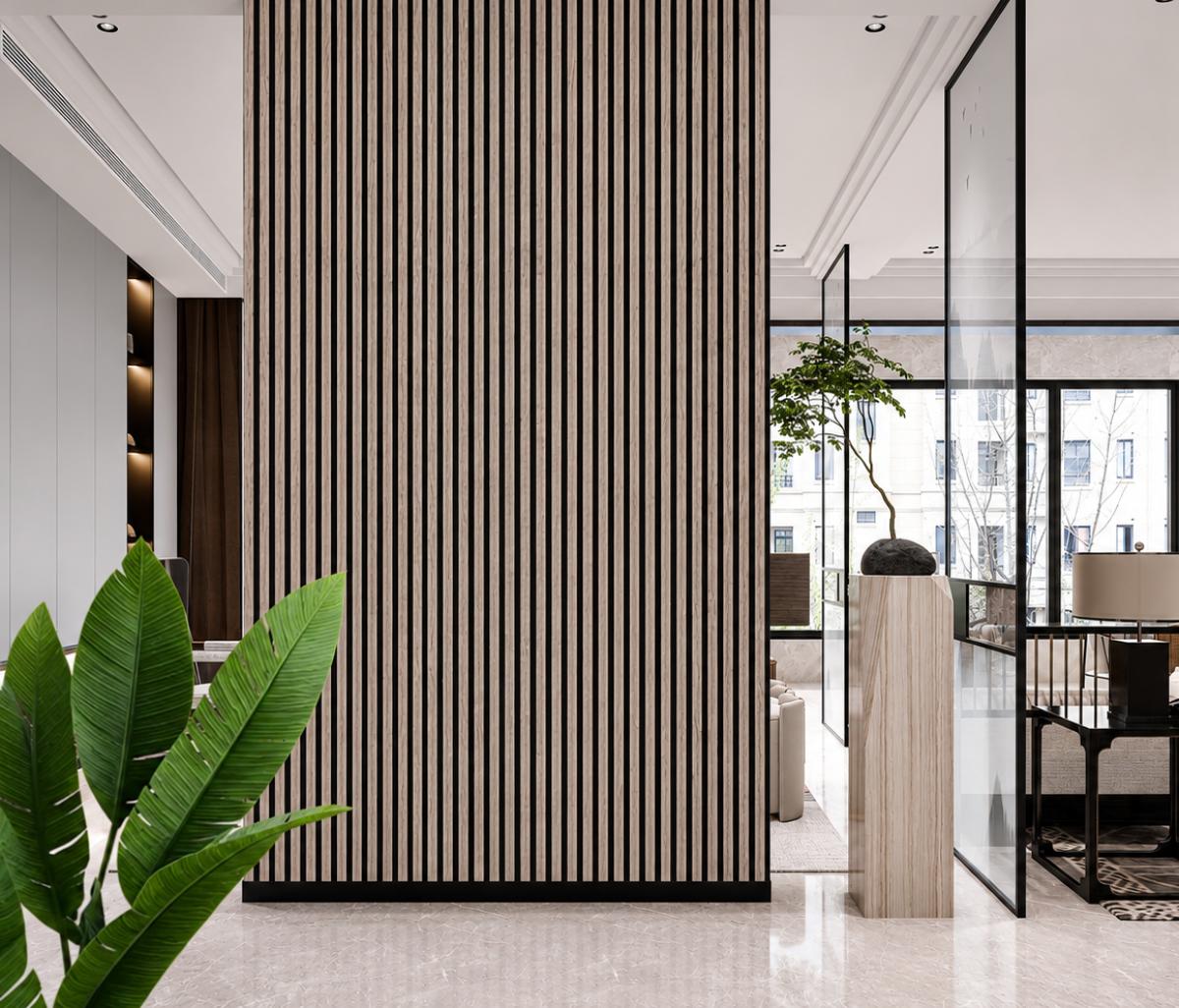 Wall Panel 31F - Grey Oak - Premium 3-Sided Acoustic - 240cm - (1 pack / 4pcs) — Slat & Acoustic Panels handmade to order by Langham Furniture, image 1 of 3
