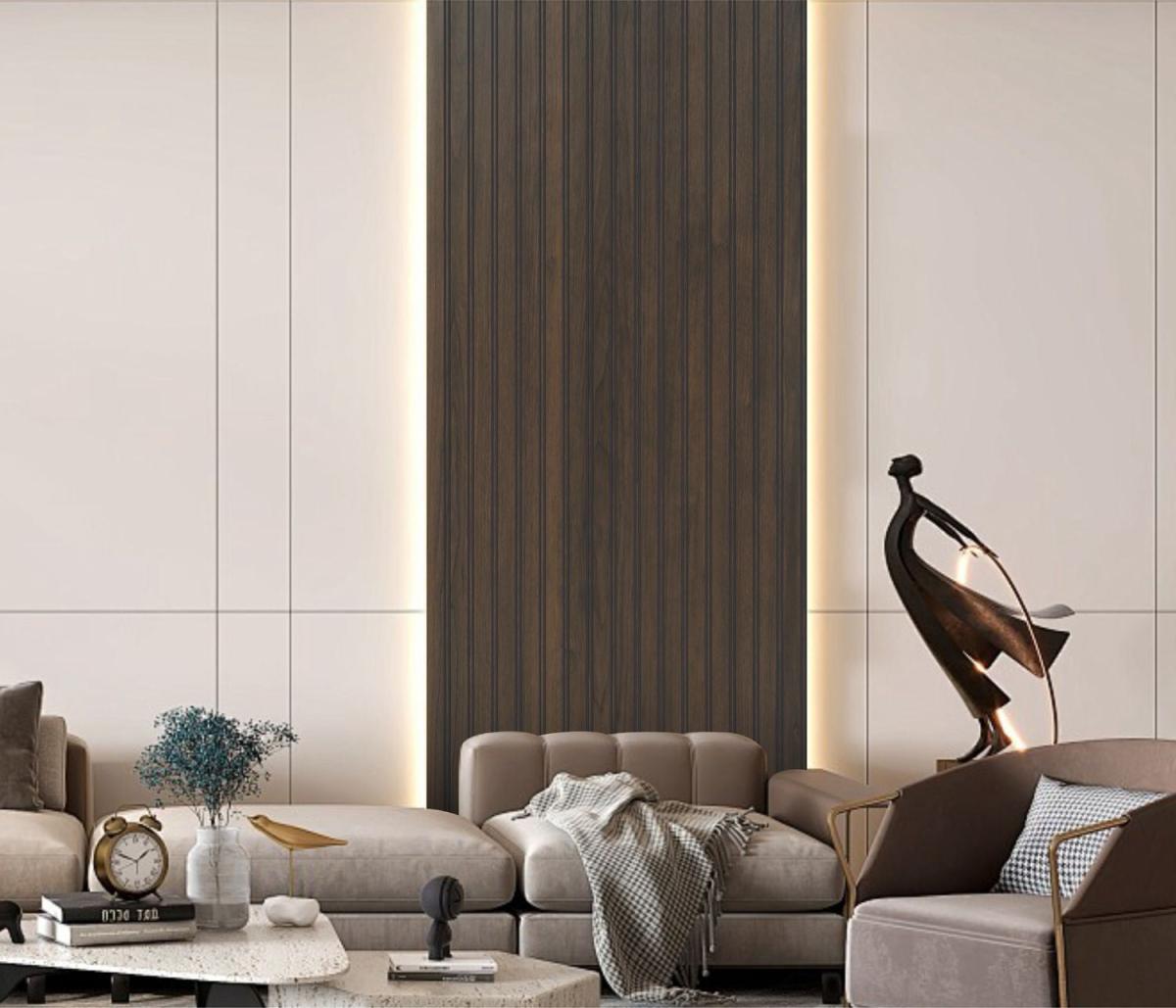 Wall Panel 64T - Walnut - Acoustic - 240cm - (1 pack / 8pcs) — Slat & Acoustic Panels handmade to order by Langham Furniture, image 1 of 4