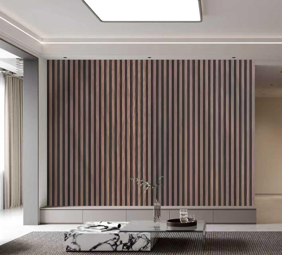 Wall Panel 64T - Walnut - Acoustic - 240cm - (1 pack / 8pcs) — Slat & Acoustic Panels handmade to order by Langham Furniture, image 4 of 4