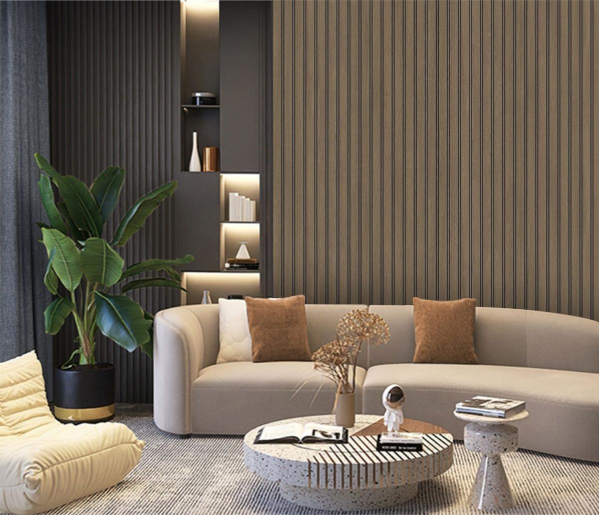 Wall Panel 64D - Dark Oak - PVC - 240cm - (1 pack / 8pcs) — Slat & Acoustic Panels handmade to order by Langham Furniture, image 1 of 4