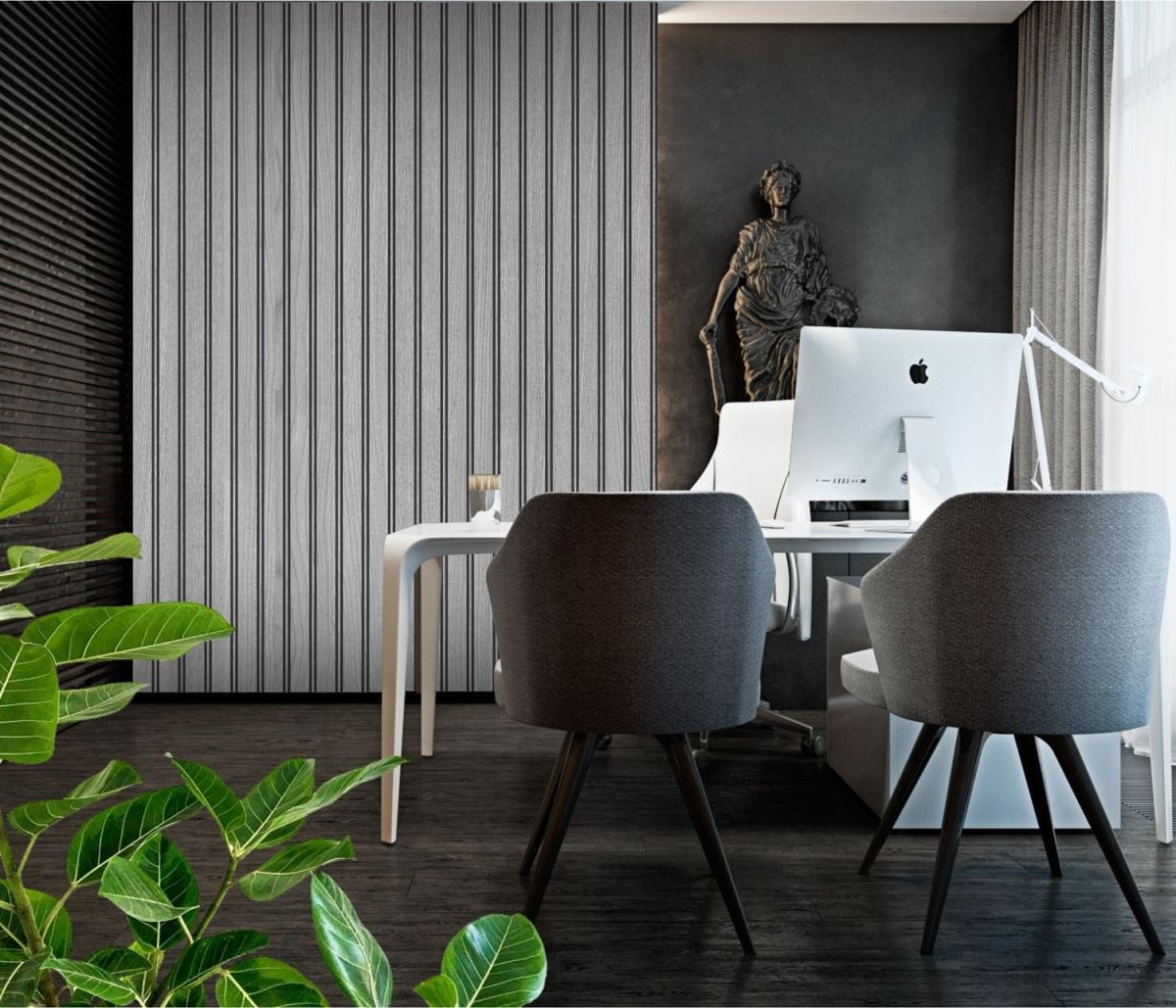 Wall Panel 64B - Grey - PVC - 240cm - (1 pack / 8pcs) — Slat & Acoustic Panels handmade to order by Langham Furniture, image 1 of 4