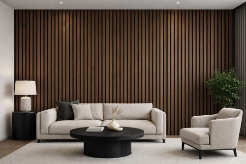 Wall Panel 61T - Walnut - PVC - 240cm - (1 pack / 8pcs) — Slat & Acoustic Panels handmade to order by Langham Furniture