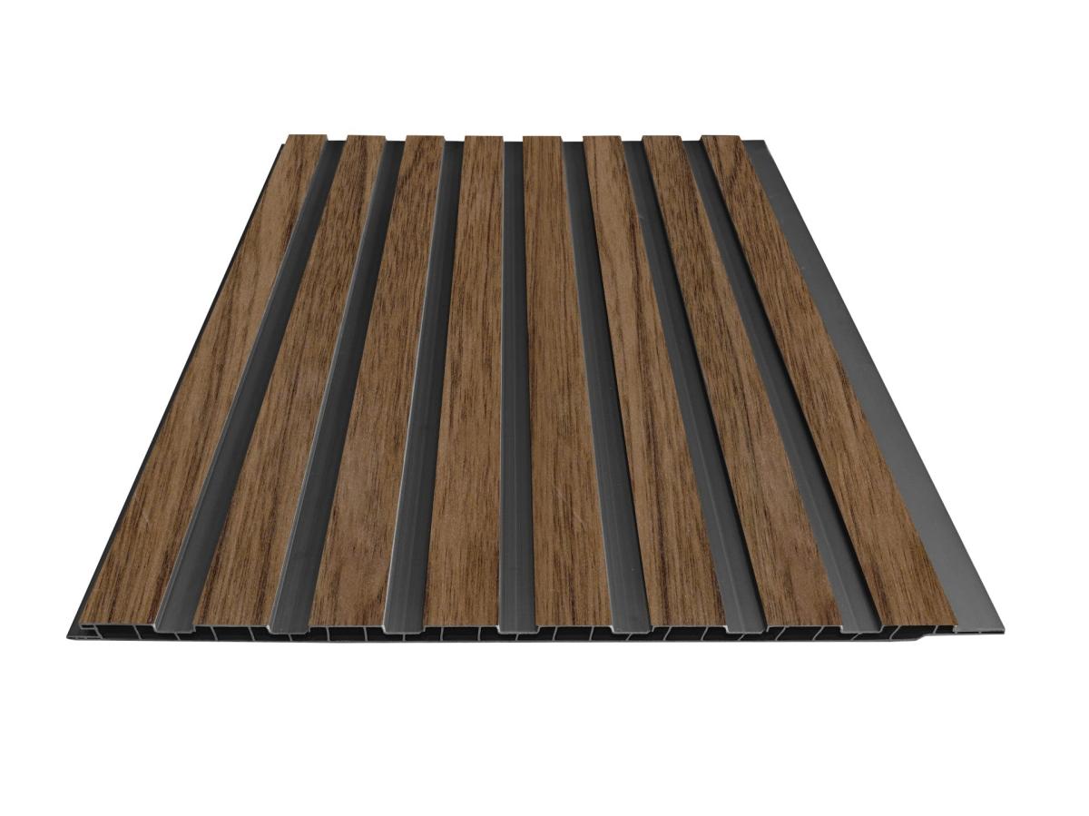 Wall Panel 61T - Walnut - PVC - 240cm - (1 pack / 8pcs) — Slat & Acoustic Panels handmade to order by Langham Furniture, image 2 of 3