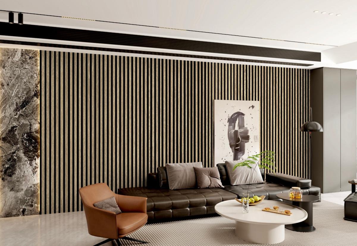 Wall Panel 61D - Dark Oak - PVC - 240cm - (1 pack / 8pcs) — Slat & Acoustic Panels handmade to order by Langham Furniture, image 3 of 3