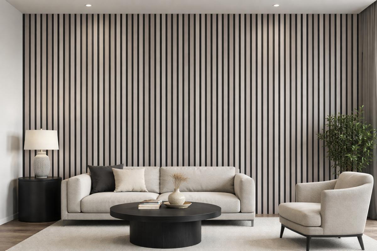 Wall Panel 61B - Light Grey - PVC - 240cm - (1 pack / 8pcs) — Slat & Acoustic Panels handmade to order by Langham Furniture, image 1 of 3