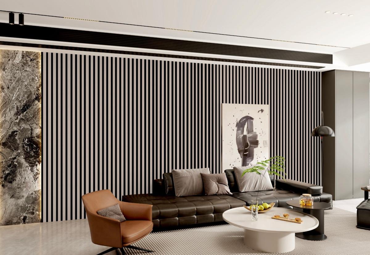 Wall Panel 61B - Light Grey - PVC - 240cm - (1 pack / 8pcs) — Slat & Acoustic Panels handmade to order by Langham Furniture, image 3 of 3