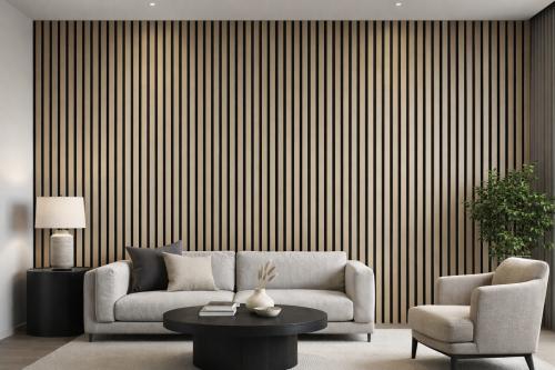 Wall Panel 61A - Oak - PVC - 240cm - (1 pack / 8pcs) — Slat & Acoustic Panels handmade to order by Langham Furniture