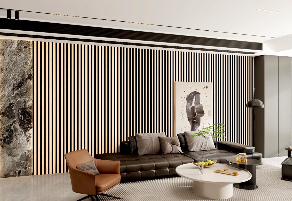 Wall Panel 61A - Oak - PVC - 240cm - (1 pack / 8pcs) — Slat & Acoustic Panels handmade to order by Langham Furniture, image 3 of 3
