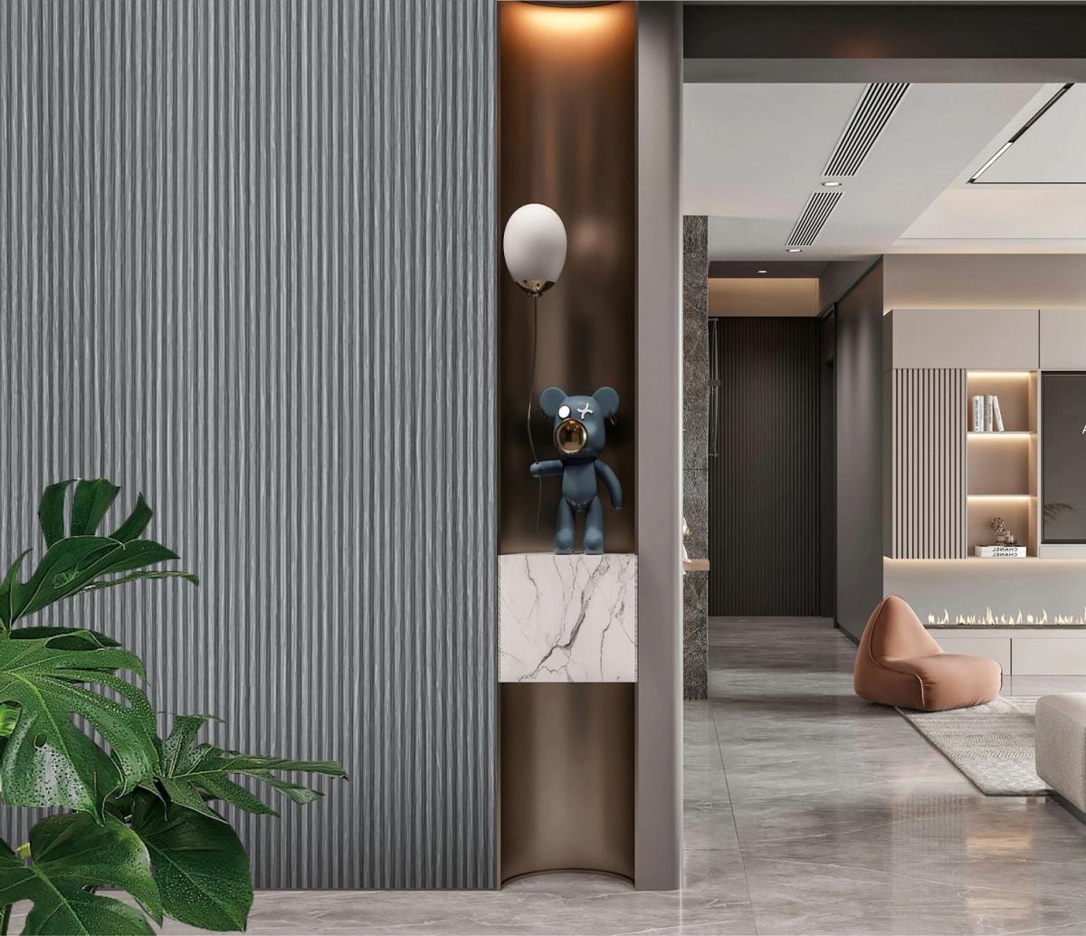 Wall Panel 80C - Mid Grey - Seamless - 240cm - (1 pack / 12pcs) — Slat & Acoustic Panels handmade to order by Langham Furniture, image 1 of 4