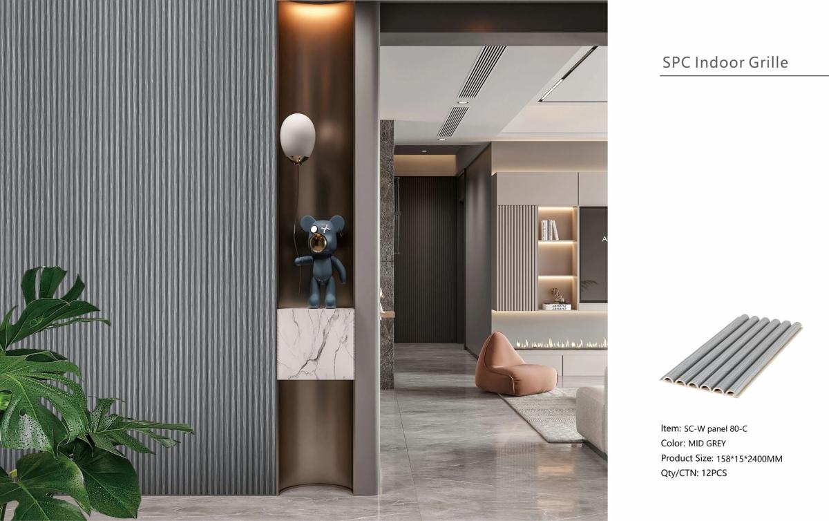 Wall Panel 80C - Mid Grey - Seamless - 240cm - (1 pack / 12pcs) — Slat & Acoustic Panels handmade to order by Langham Furniture, image 3 of 4