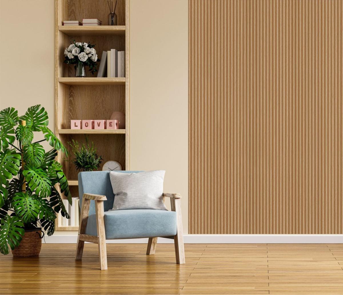 Wall Panel 80A - Oak - Seamless - 240cm - (1 pack / 12pcs) — Slat & Acoustic Panels handmade to order by Langham Furniture, image 1 of 4