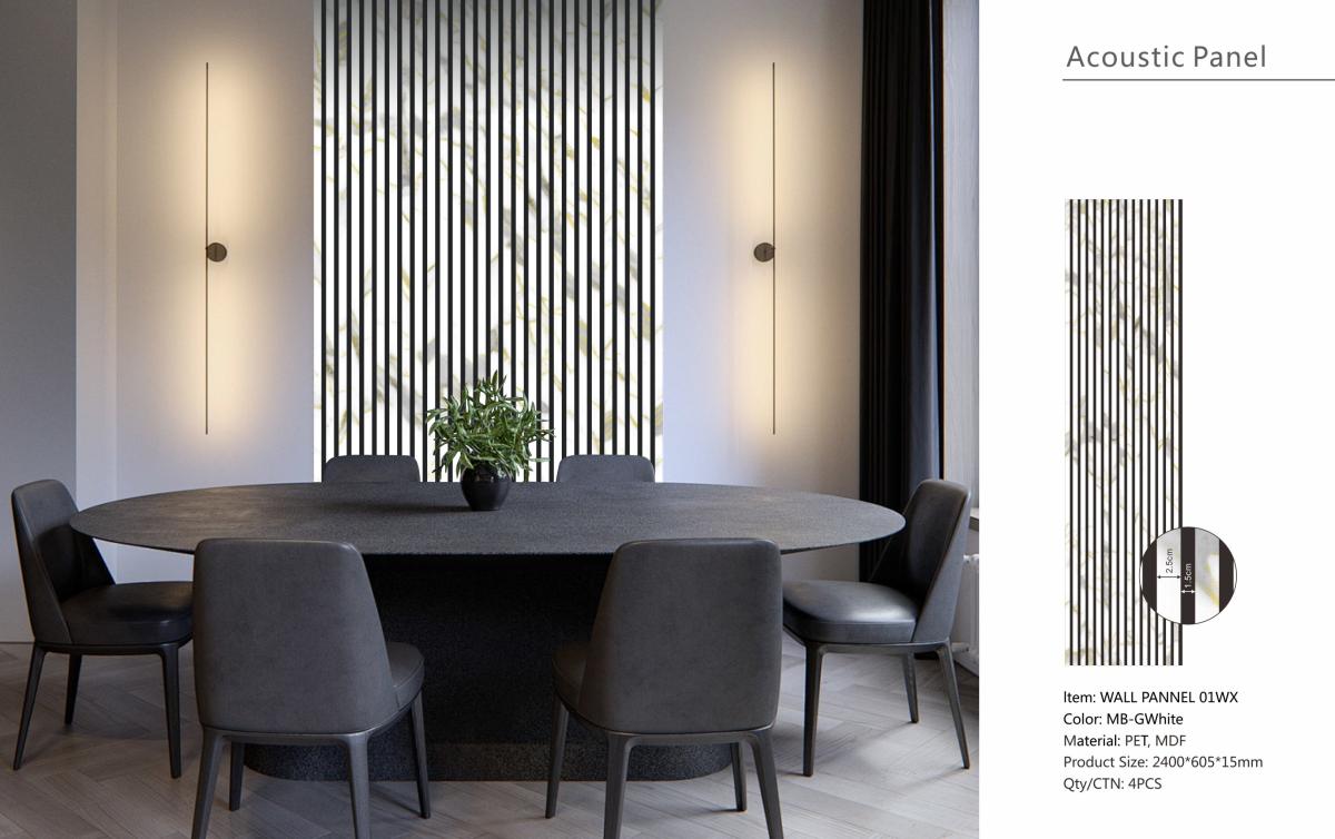Wall Panel 01WX - Gold and White Marble - Acoustic - 240cm - (1 pack / 4pcs) — Slat & Acoustic Panels handmade to order by Langham Furniture, image 3 of 9