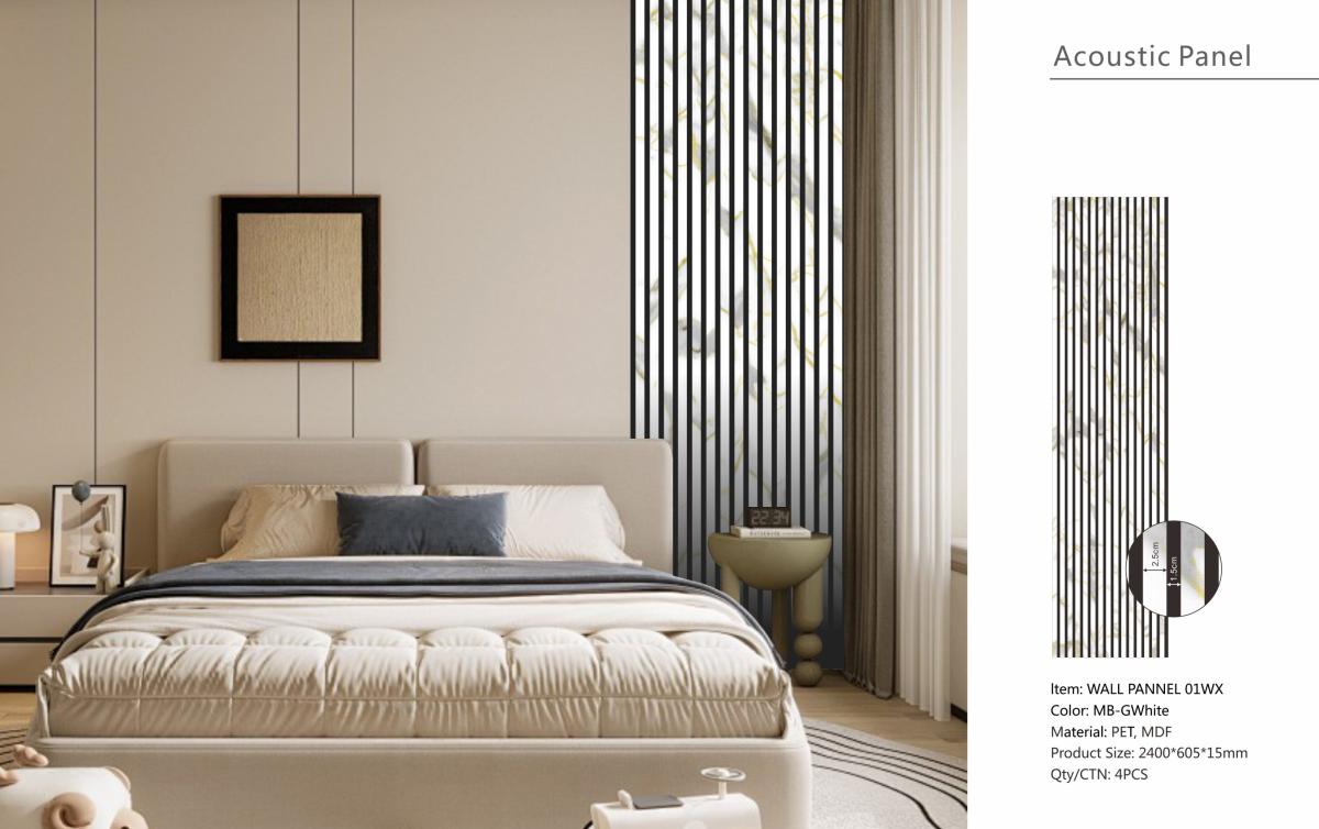 Wall Panel 01WX - Gold and White Marble - Acoustic - 240cm - (1 pack / 4pcs) — Slat & Acoustic Panels handmade to order by Langham Furniture, image 5 of 9