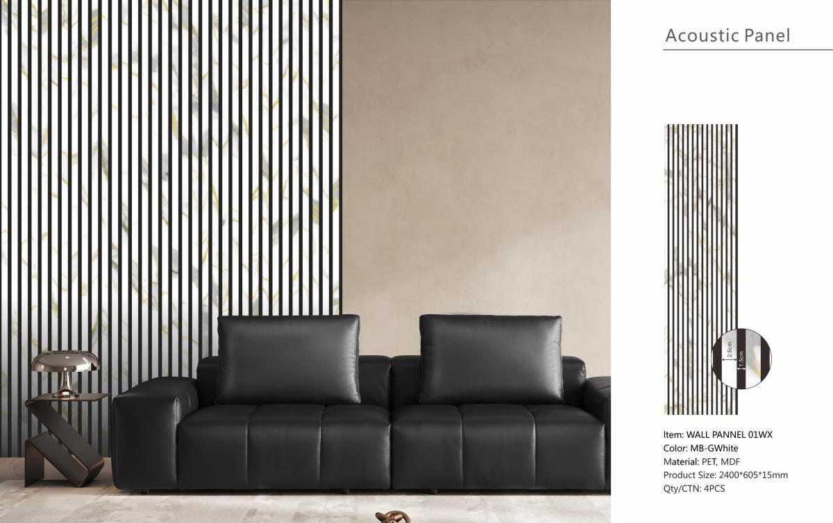 Wall Panel 01WX - Gold and White Marble - Acoustic - 240cm - (1 pack / 4pcs) — Slat & Acoustic Panels handmade to order by Langham Furniture, image 6 of 9