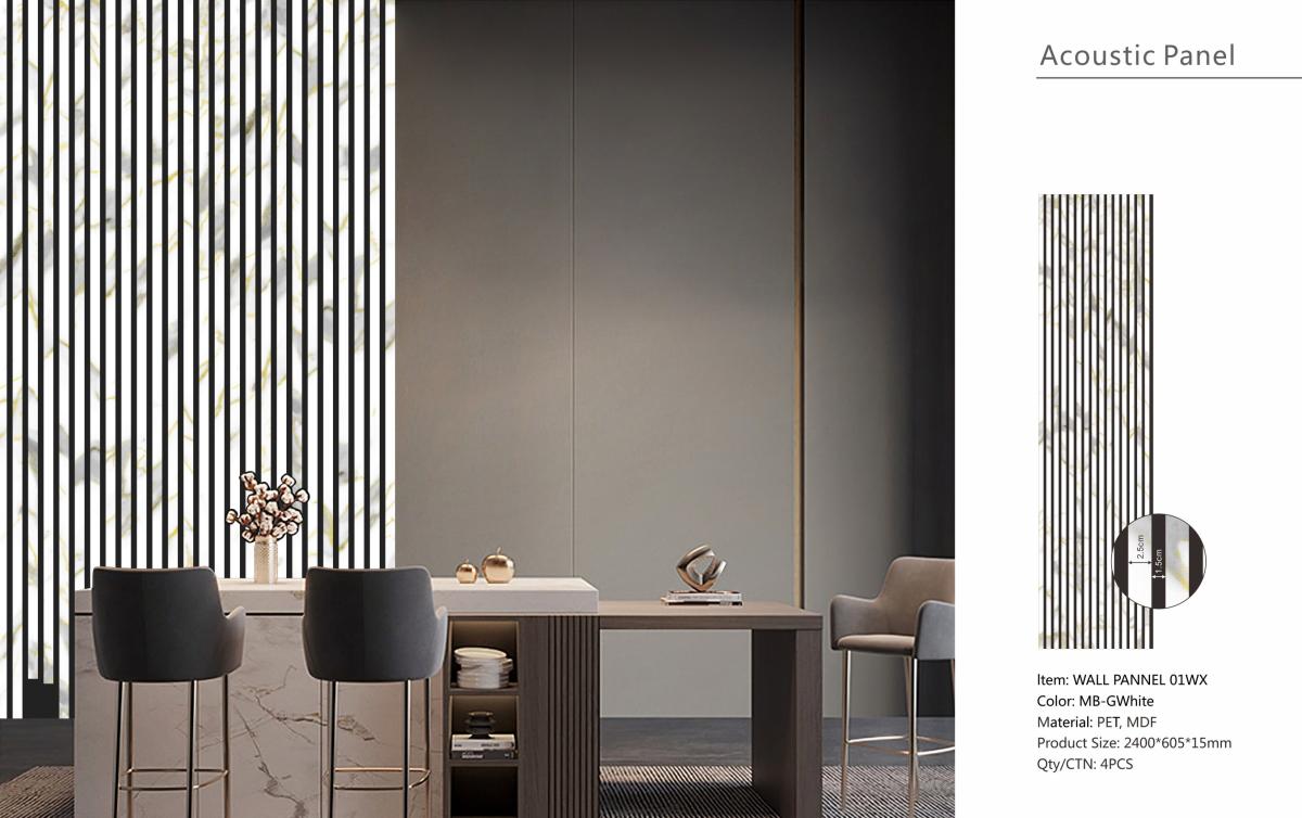 Wall Panel 01WX - Gold and White Marble - Acoustic - 240cm - (1 pack / 4pcs) — Slat & Acoustic Panels handmade to order by Langham Furniture, image 8 of 9