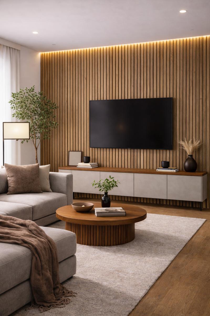 Wall Panel 04D - Dark Oak - Acoustic - 240cm - (1 pack / 4pcs) — Slat & Acoustic Panels handmade to order by Langham Furniture, image 1 of 2
